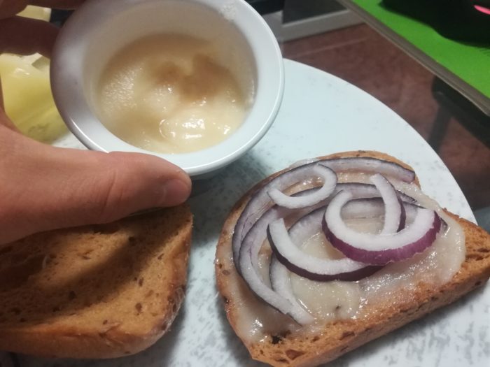 Hungarian delicacy: Bread spread with fat