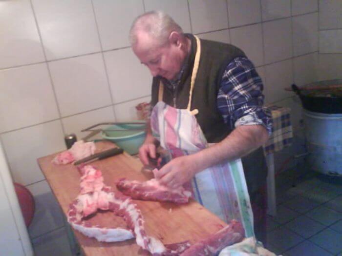 Processing, cutting up the meat